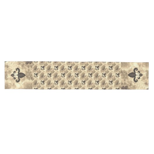 Sepia Butterfleur | Tan Butterfly op Fleur de Lis Medium Tafelloper (Horizontaal)