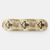 Sepia Butterfleur | Tan Butterfly op Fleur de Lis Skateboard (Horizontaal)