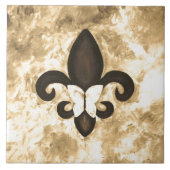 Sepia Butterfleur | Tan Butterfly op Fleur de Lis Tegeltje (Voorkant)