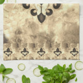 Sepia Butterfleur | Tan Butterfly op Fleur de Lis Theedoek (Gevouwen)