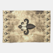 Sepia Butterfleur | Tan Butterfly op Fleur de Lis Theedoek (Horizontaal)