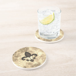 Sepia Butterfleur | Tan Butterfly op Fleur de Lis Zandsteen Onderzetter