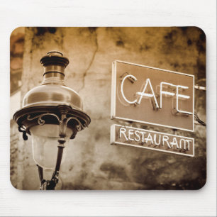 Sepia cafe bord, Parijs, Frankrijk Muismat