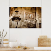 Sepia cafe bord, Parijs, Frankrijk Poster (Keuken)