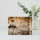 Sepia cafe sign, Parijs, Frankrijk Briefkaart (Staand voorkant)