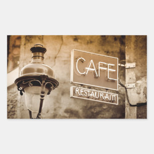 Sepia cafe sign, Parijs, Frankrijk Rechthoekige Sticker