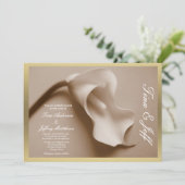 sepia calla lily bruiloft nodiggilt edge kaart (Staand voorkant)