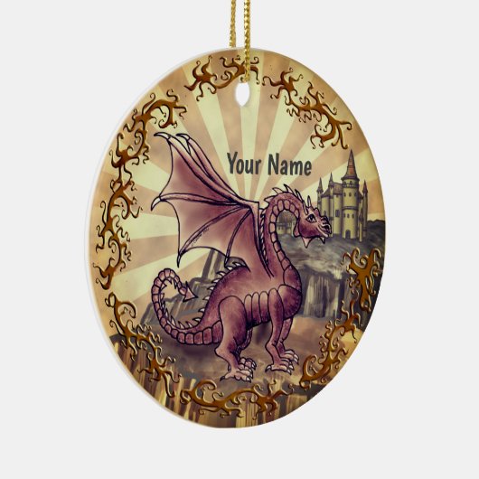 Sepia  Castle dragon  Keramisch Ornament (Rechts)