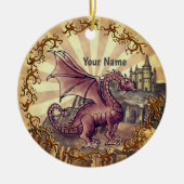 Sepia  Castle dragon  Keramisch Ornament (Voorkant)