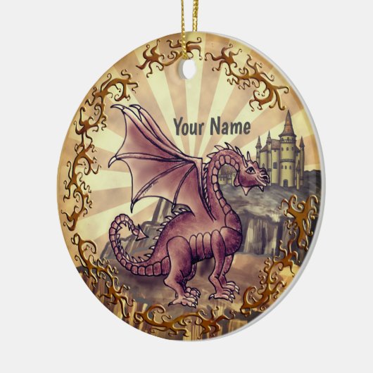 Sepia  Castle dragon  Keramisch Ornament (Links)