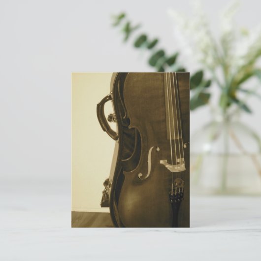 Sepia Cello briefkaart (Staand voorkant)