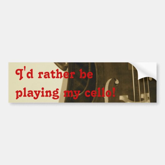 Sepia Cello bumper sticker (Voorkant)