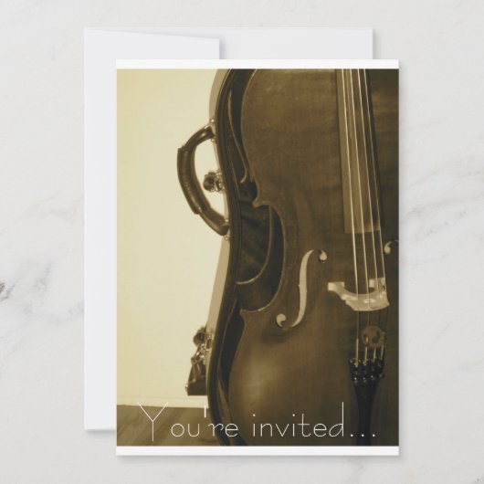 Sepia Cello-uitnodiging Kaart (Voorkant)