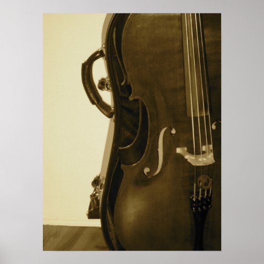 Sepia Cello, verticale afdruk Poster (Voorkant)