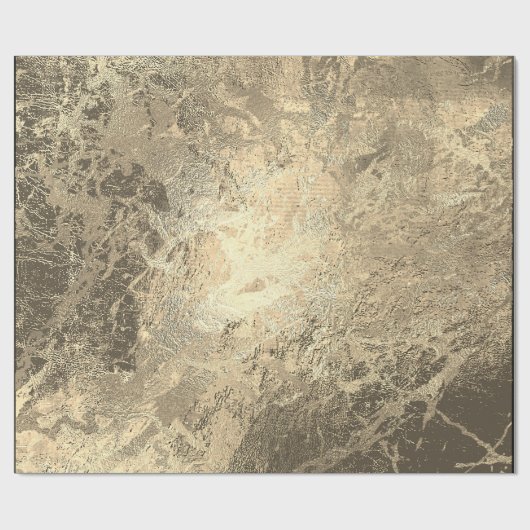 Sepia Champaigne Gold Marble Shiny Metallic Stroke Cadeaupapier (Vlak)