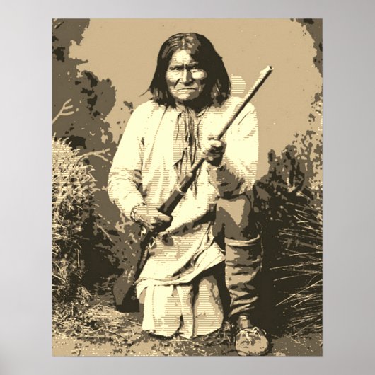 Sepia Chief Geronimo Pop Art Poster (Voorkant)