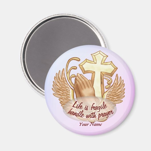 Sepia Christelijk Prayer Hands Magneet (Voorkant / Achterkant)