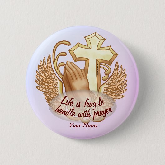 Sepia Christelijk Prayer Hands Ronde Button 5,7 Cm (Voorkant)