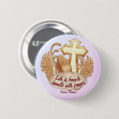 Sepia Christelijk Prayer Hands Ronde Button 5,7 Cm (Voorkant /achterkant)