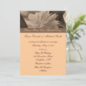 Sepia Clematis Flower Wedding Invitation Kaart (Staand voorkant)
