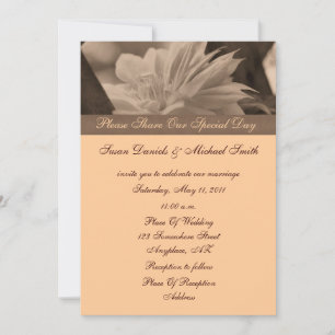 Sepia Clematis Flower Wedding Invitation Kaart
