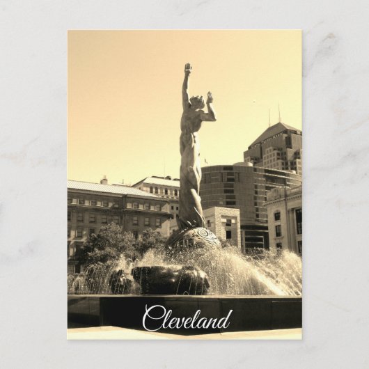 Sepia Cleveland Fountain Briefkaart (Voorkant)