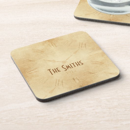 Sepia Clock Face Steampunk Bier Onderzetter (Linkerzijde)