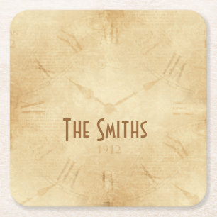 Sepia Clock Face Steampunk Kartonnen Onderzetters