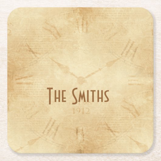 Sepia Clock Face Steampunk Kartonnen Onderzetters (Voorkant)