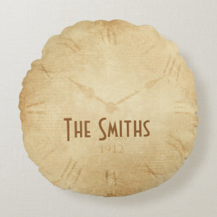 Sepia Clock Face Steampunk Rond Kussen