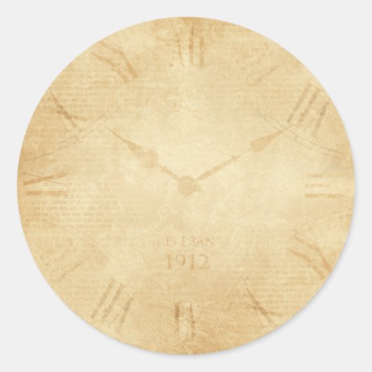 Sepia Clock Face Steampunk Ronde Sticker (Voorkant)