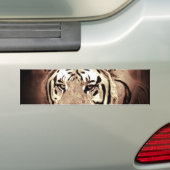 Sepia Close-up Tijgerogen Bumpersticker (Op auto)