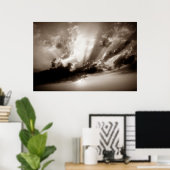 Sepia Clouds, Sky & Sunset Motivatie Vrijheid Poster (Thuiskantoor)