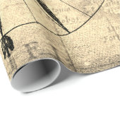 Sepia Compass zeilschip Discovery Age Wereldkaart Cadeaupapier (Rol Hoek)