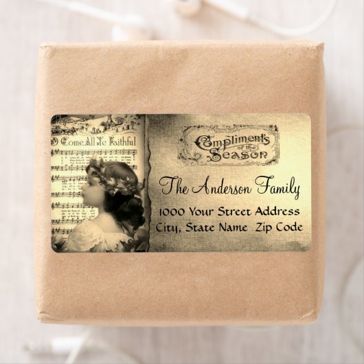 Sepia Complimenten van het Seizoenadreslabel Etiket (Insitu)