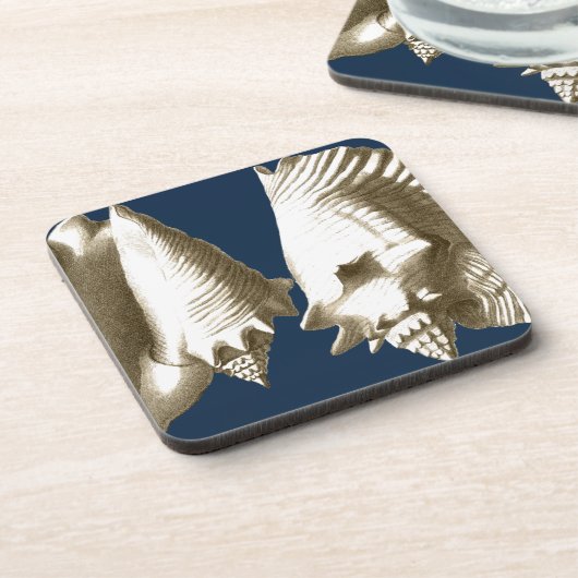 Sepia Conch Seashells Bier Onderzetter (Linkerzijde)