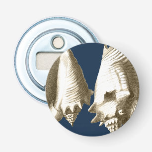 Sepia Conch Seashells Button Flesopener