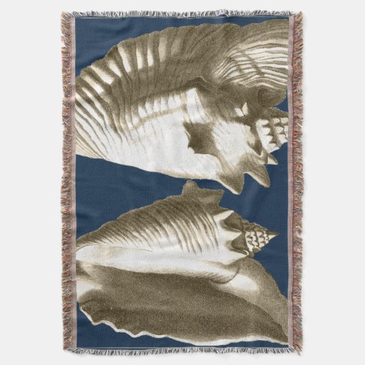 Sepia Conch Seashells Deken (Voorkant Verticaal)