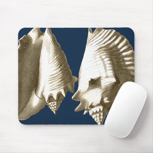Sepia Conch Seashells Muismat (Met muis)