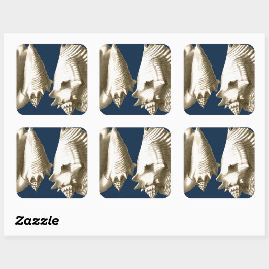 Sepia Conch Seashells Vierkante Sticker (Vel)