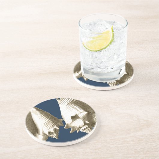 Sepia Conch Seashells Zandsteen Onderzetter (Zijkant)