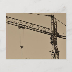 Sepia Construction Crane Briefkaart