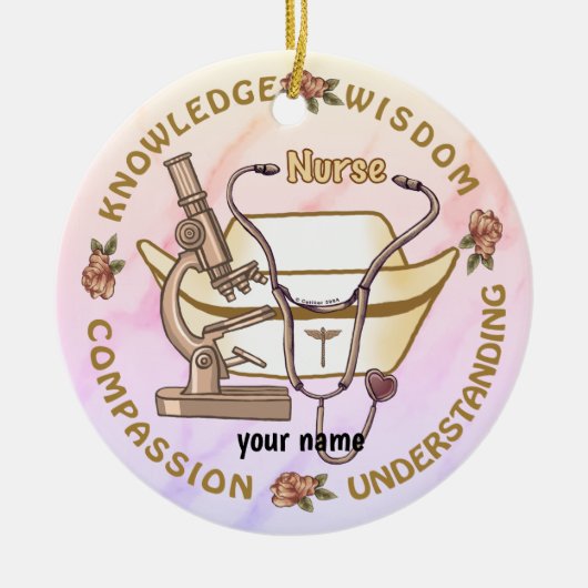 Sepia Cool Nurse Keramisch Ornament (Voorkant)