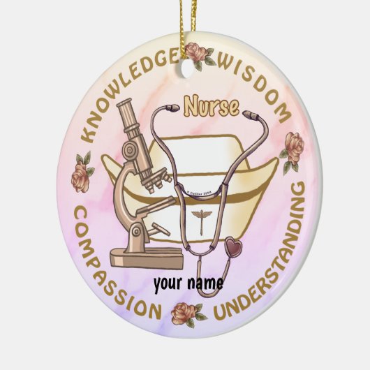 Sepia Cool Nurse Keramisch Ornament (Links)