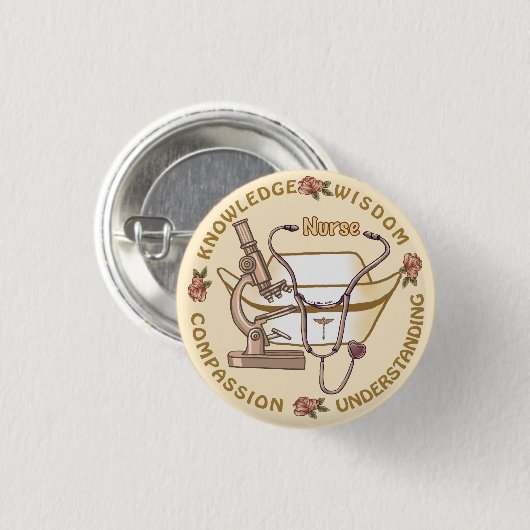 Sepia Cool Nurse Ronde Button 3,2 Cm (Voorkant /achterkant)