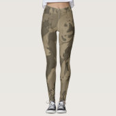 Sepia Country Girl Vist Camouflage Patroon Leggings (Voorkant)