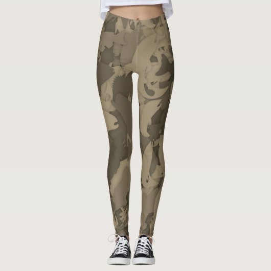 Sepia Country Girl Vist Camouflage Patroon Leggings (Voorkant)