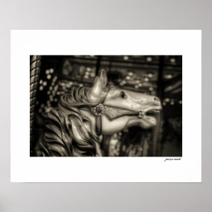 Sepia County Fair Carrousel Poster Print