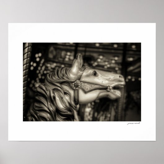 Sepia County Fair Carrousel Poster Print (Voorkant)