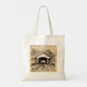 Sepia Covered Bridge, aangepaste naam canvas tas (Achterkant)